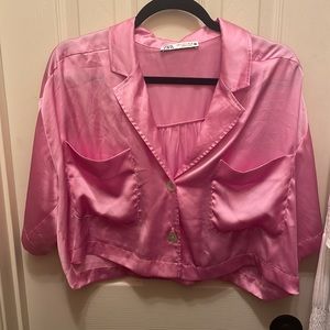 Zara Cropped Pink Blouse